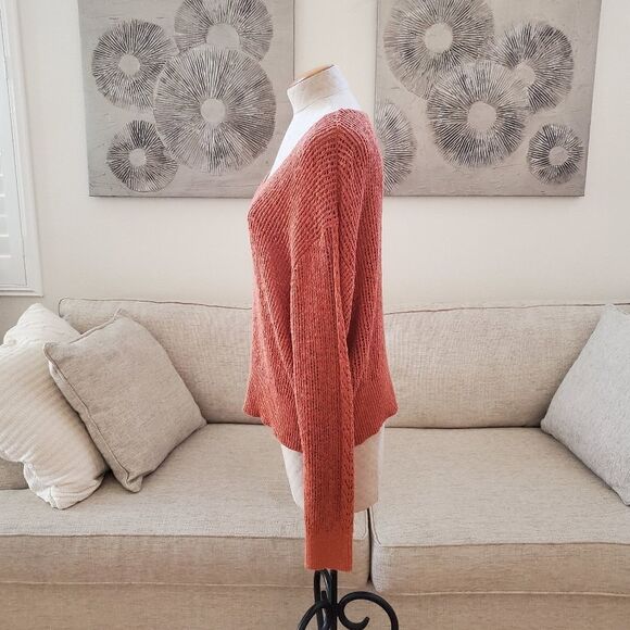 Billabong 'Feel the Breeze' Open Knit Crochet Sweater: size Large in Orange - Picture 8 of 12